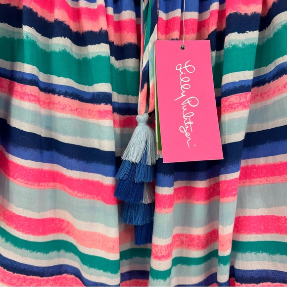 Lilly Pulitzer Off the Shoulder Sain Top in Sandy Shell Stripe Multicolor Size S - Picture 7 of 12